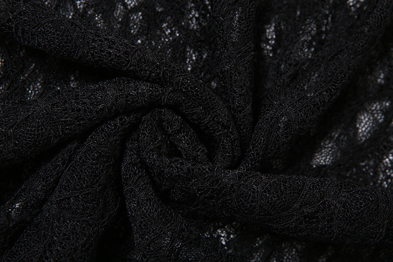 Women summer solid sexy lace-up strapless top and lace maxi skirt two-piece set 21