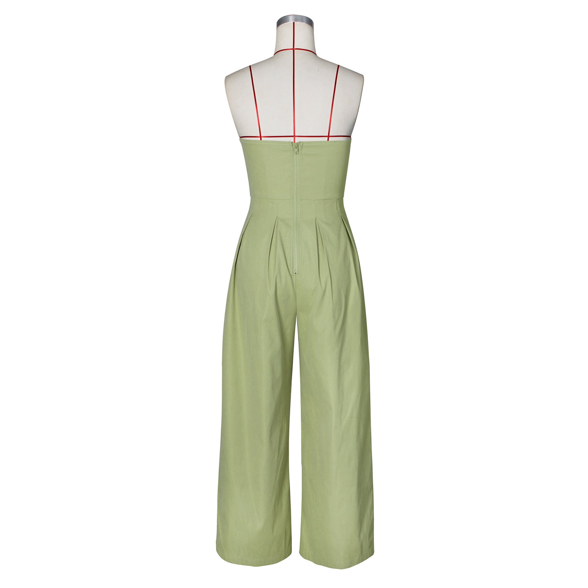 Summer Strapless Metal Button Wide-Leg Jumpsuit 20