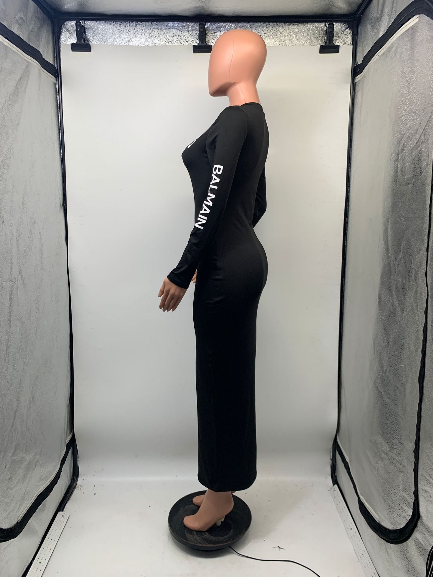 Fashion Letter Printed Long-Sleeved Slim Bodycon Dress 4