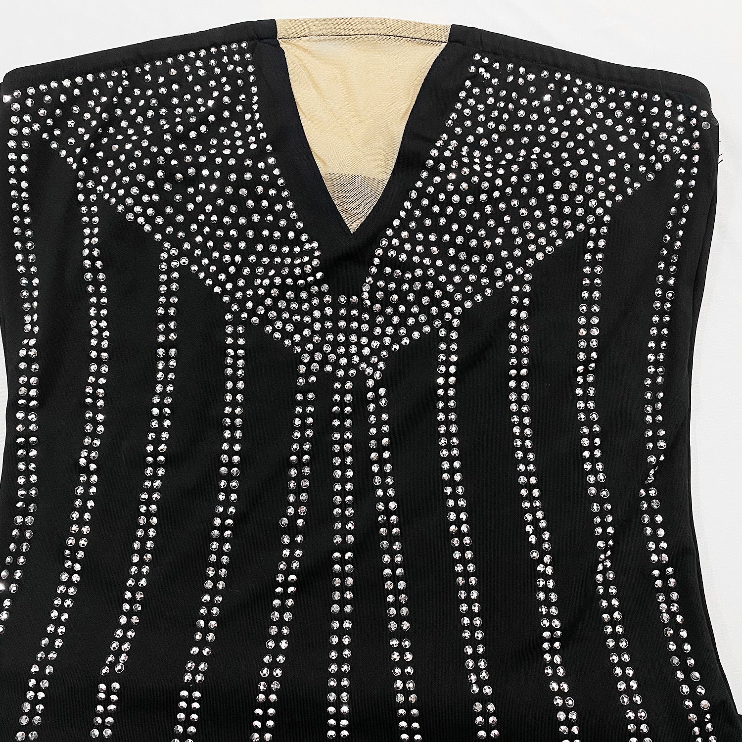 Women sexy mesh patchwork diamond tassel dress 6