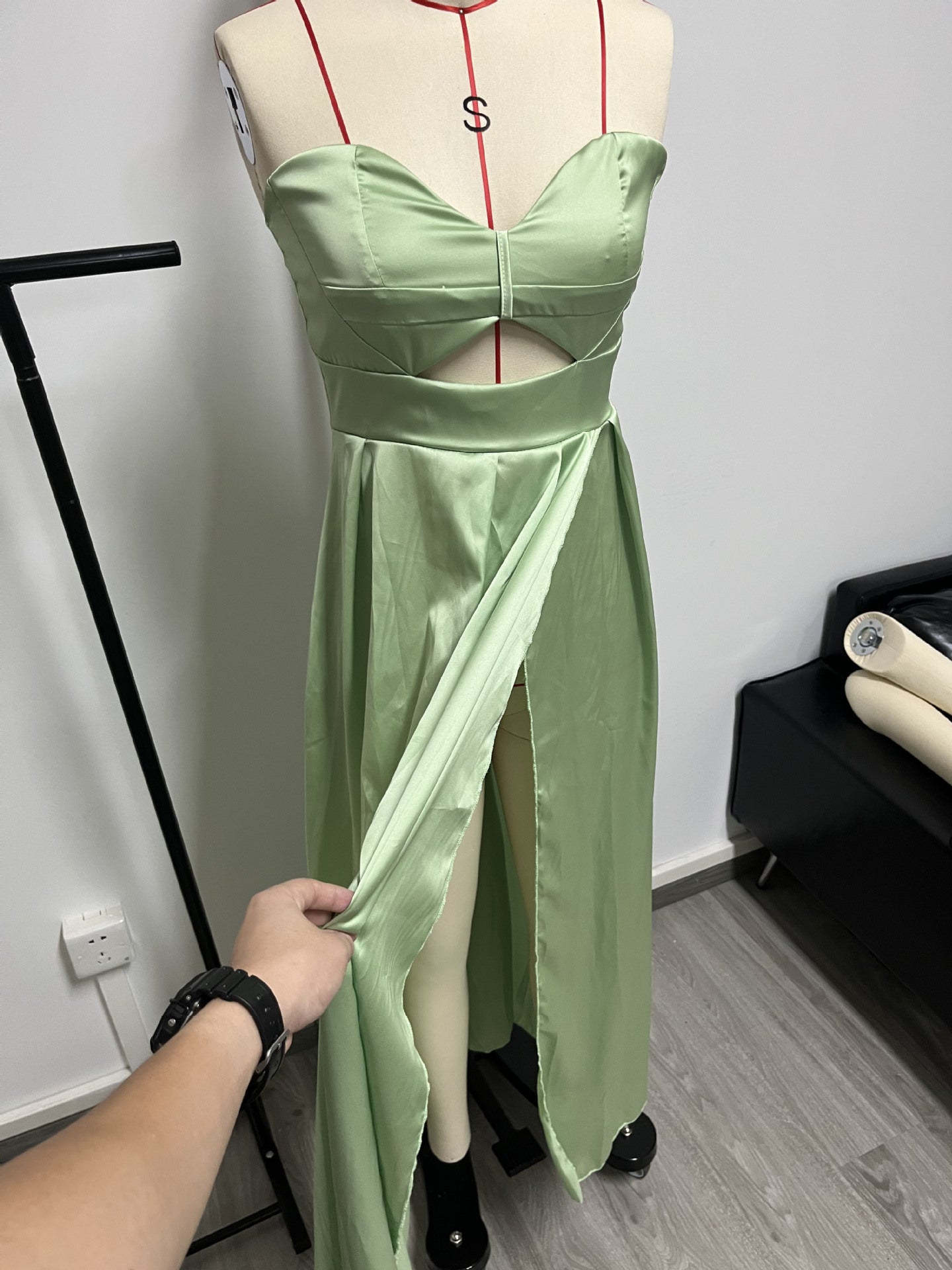 Women's Sexy Hollow-Out Strapless Slit Maxi Dress 5