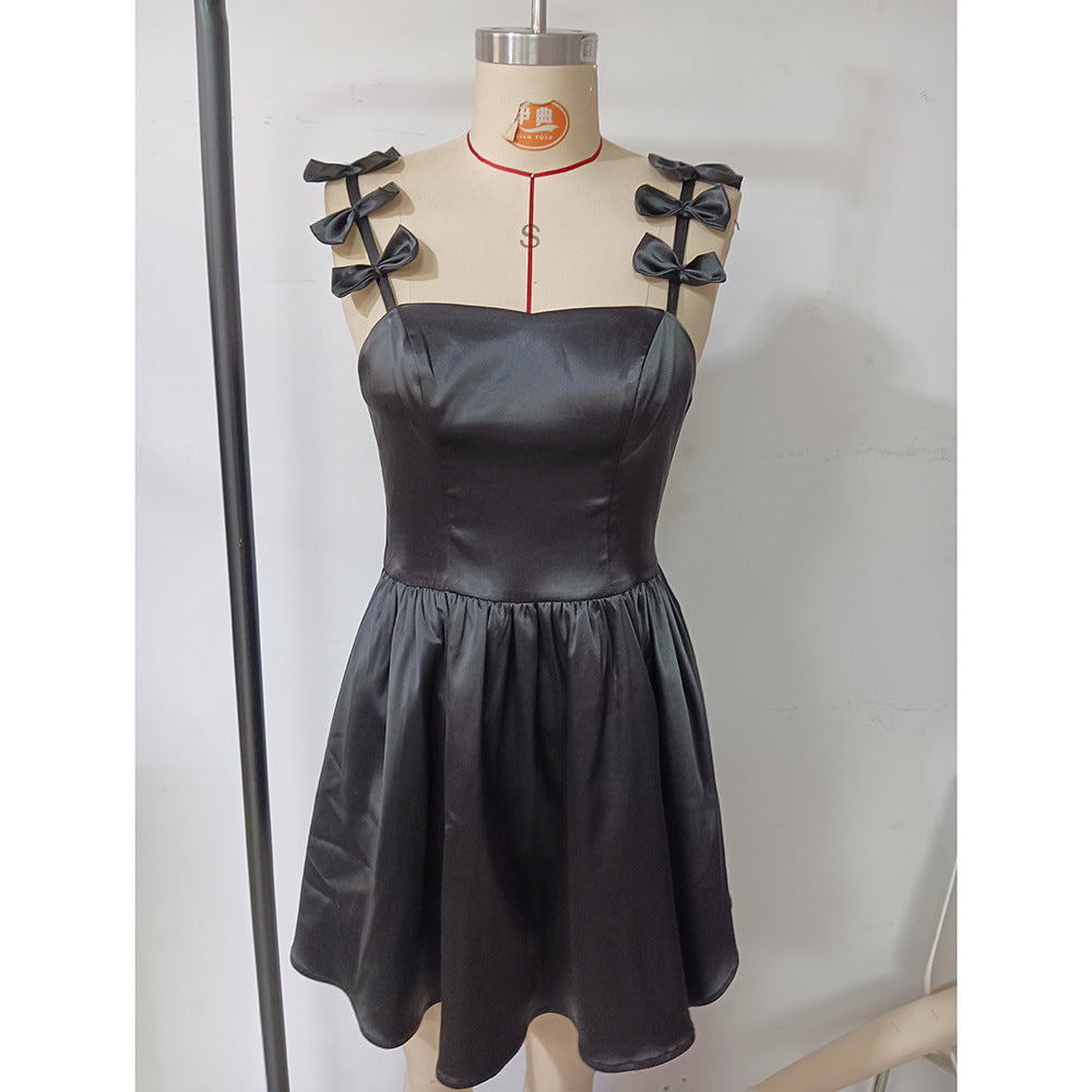 Women Bow Tie Party Formal Party Strap Dress 8