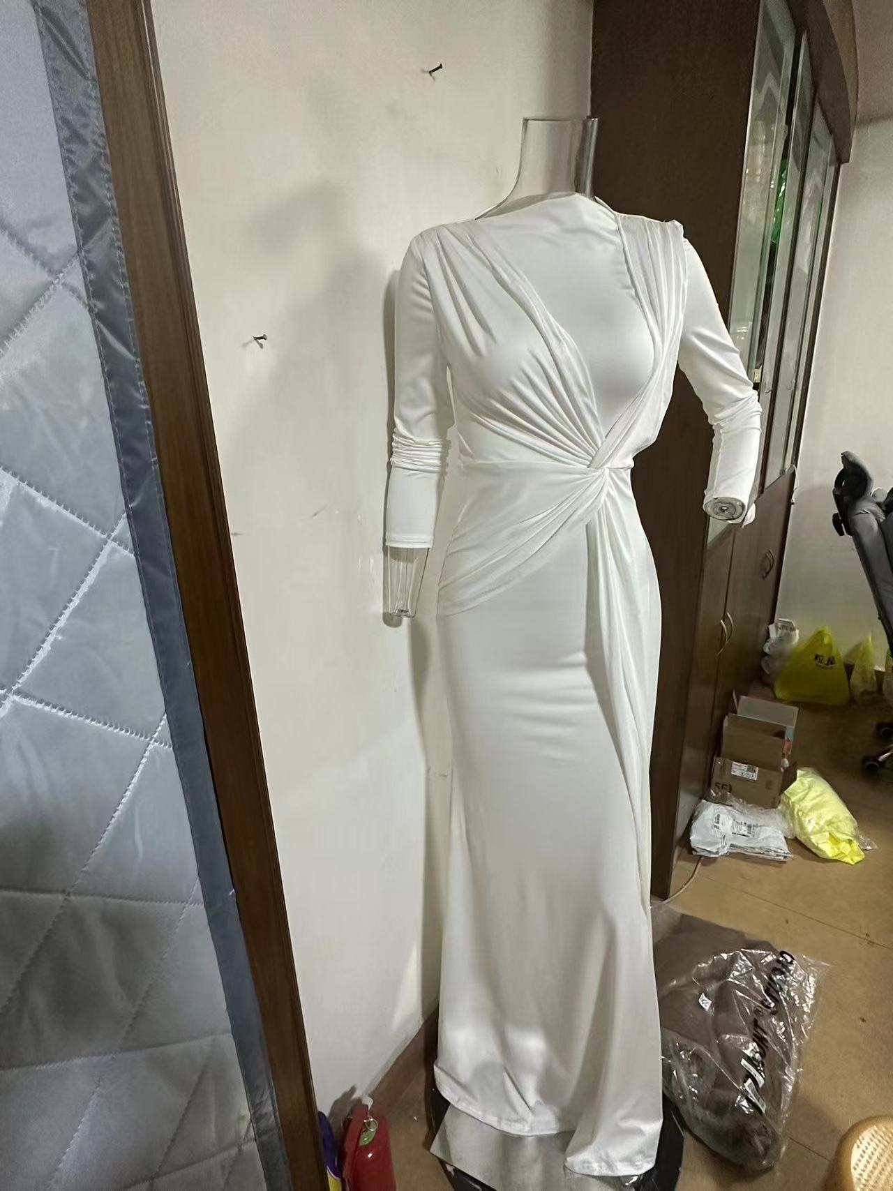 Women Fall Round Neck Bodycon Long Sleeve Dress 21