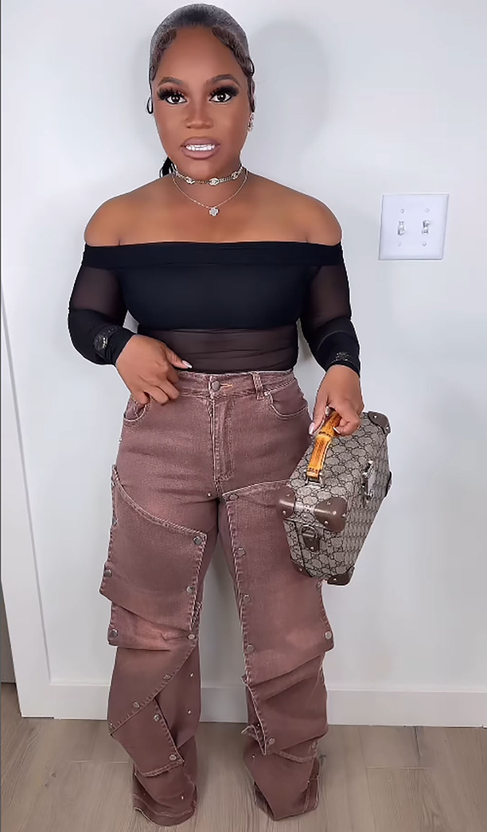 Women summer street button sretchy denim pants