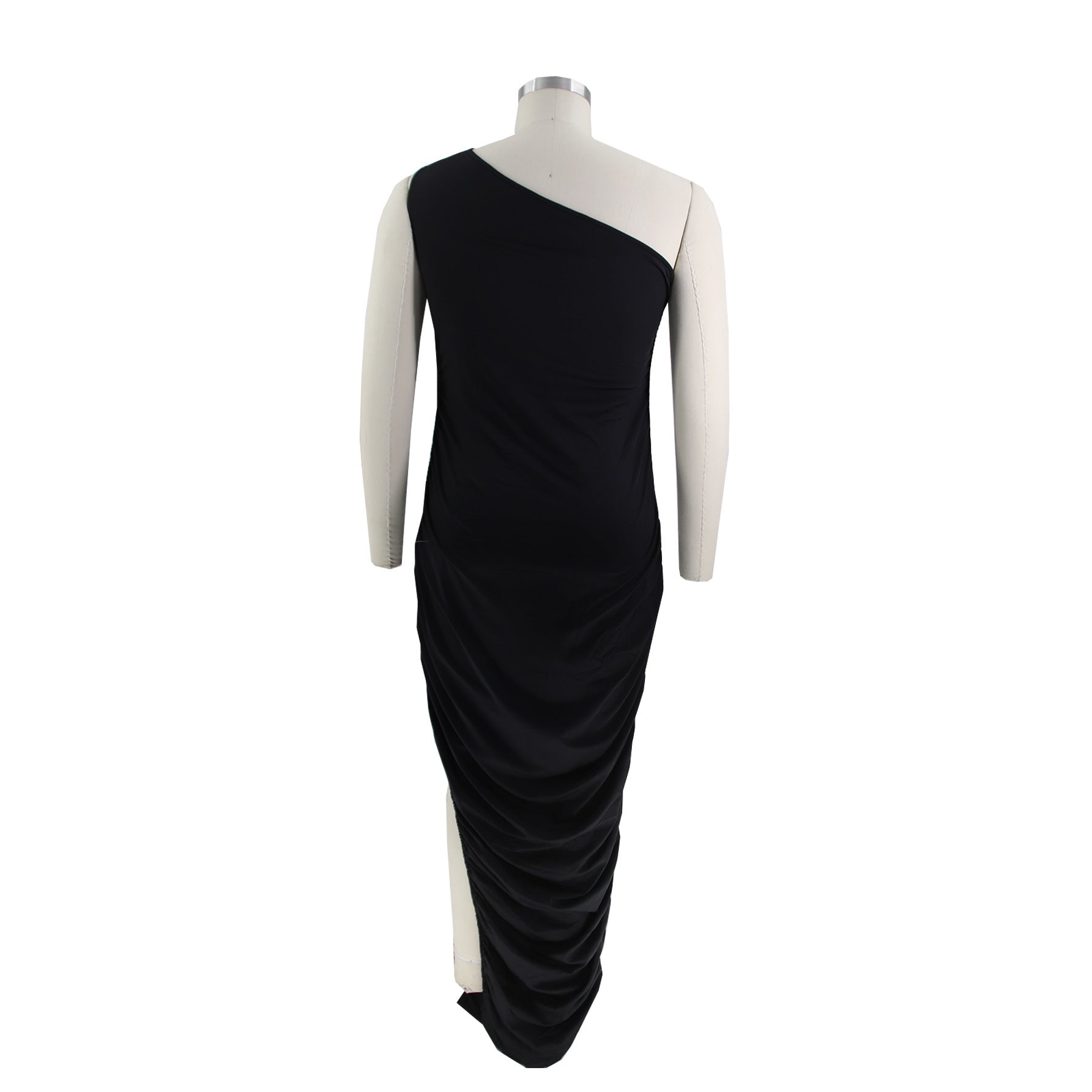 Women's Fashion Plus Size Summer One Shoulder Irregular Pleated Dress 14