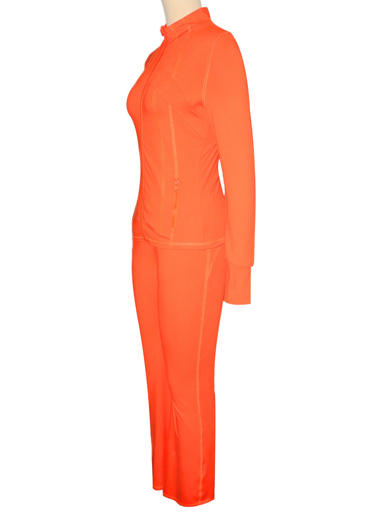 Fashion Casual Sportswear Set Women's Long-Sleeve Zip-Up Slim Fit Two-Piece Pants Set 9