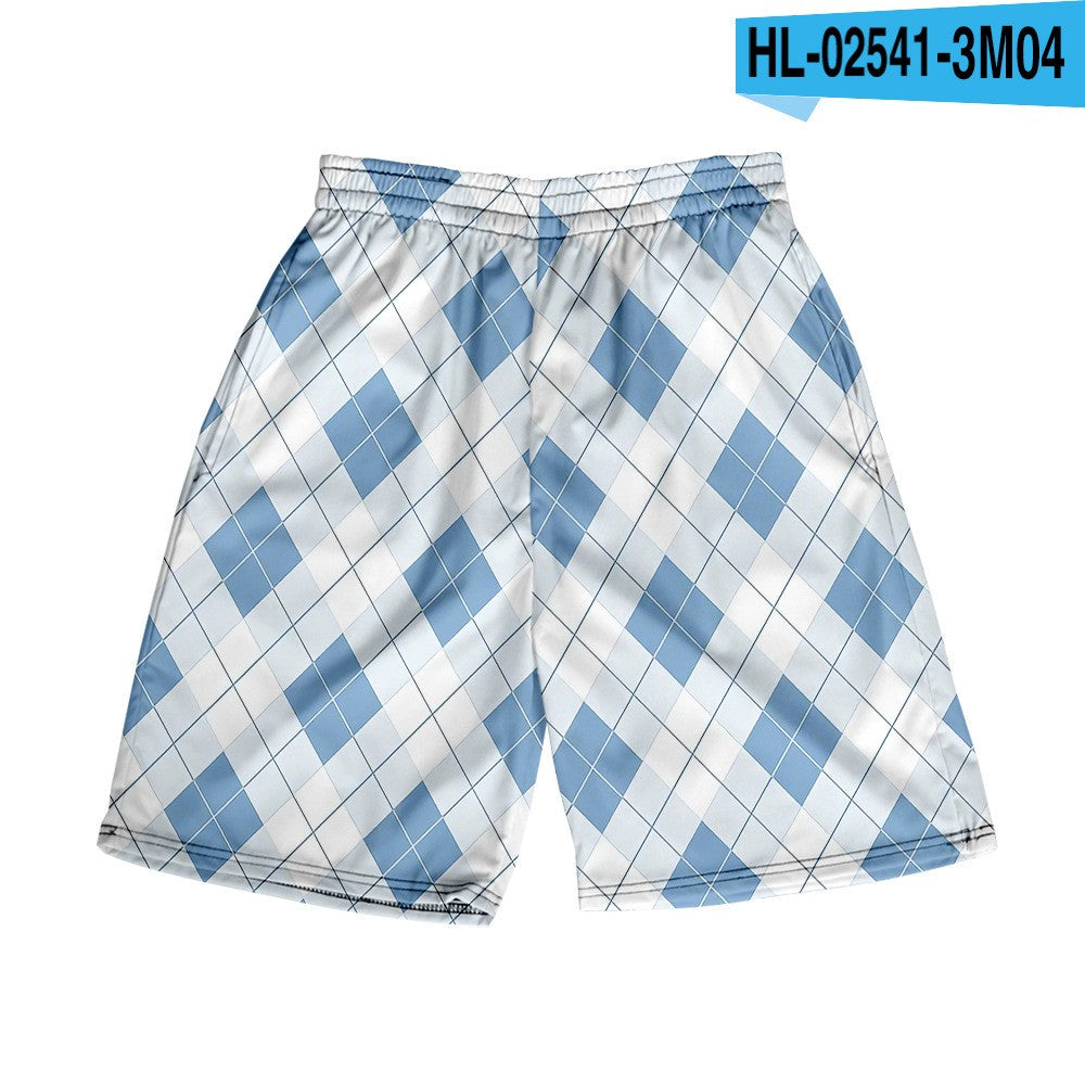 Men's Spring/Summer Hawaiian Casual Plaid Shorts 11
