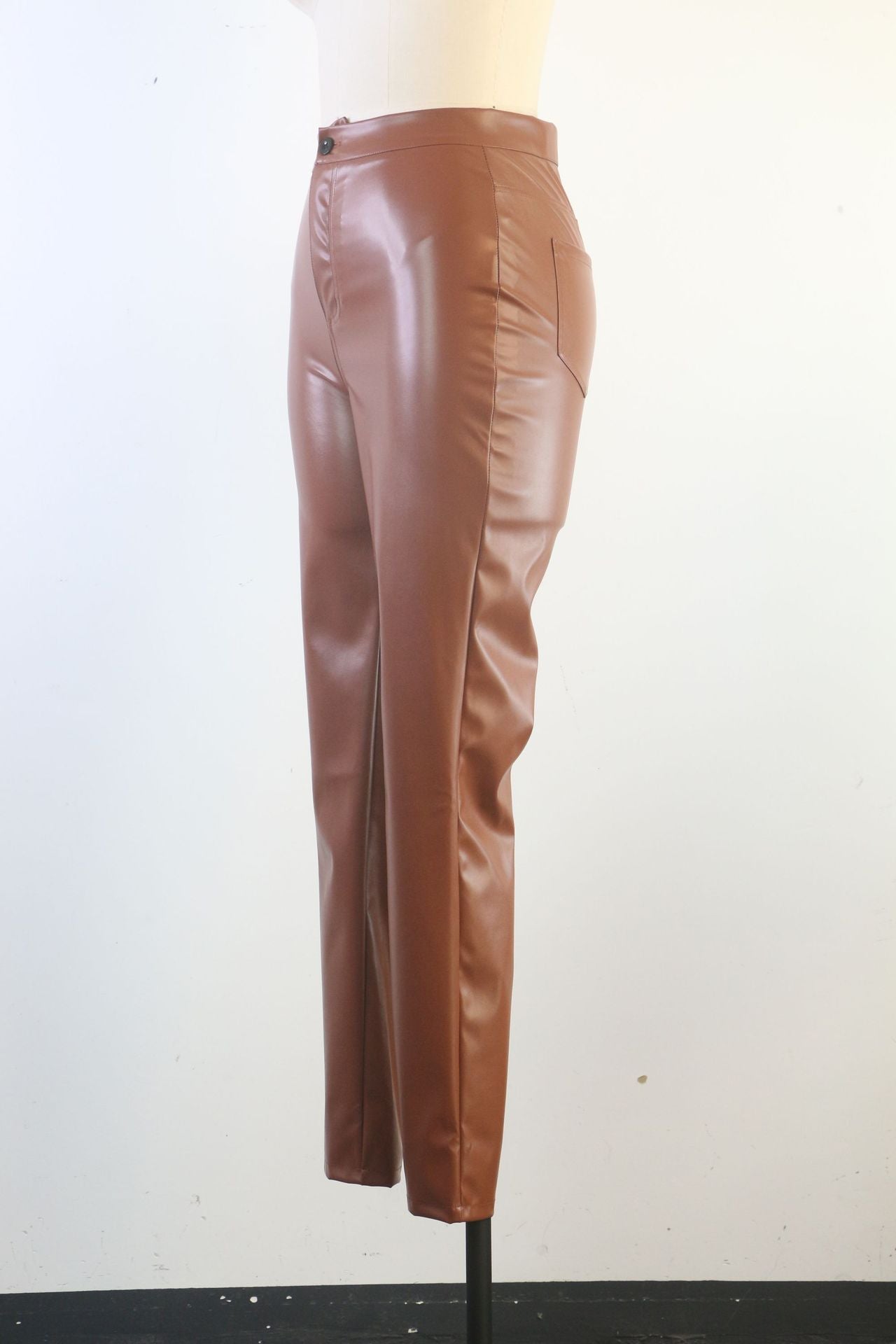 Trend Tight Fitting Pu Leather trousers Style all-match high waist pencil pants 9
