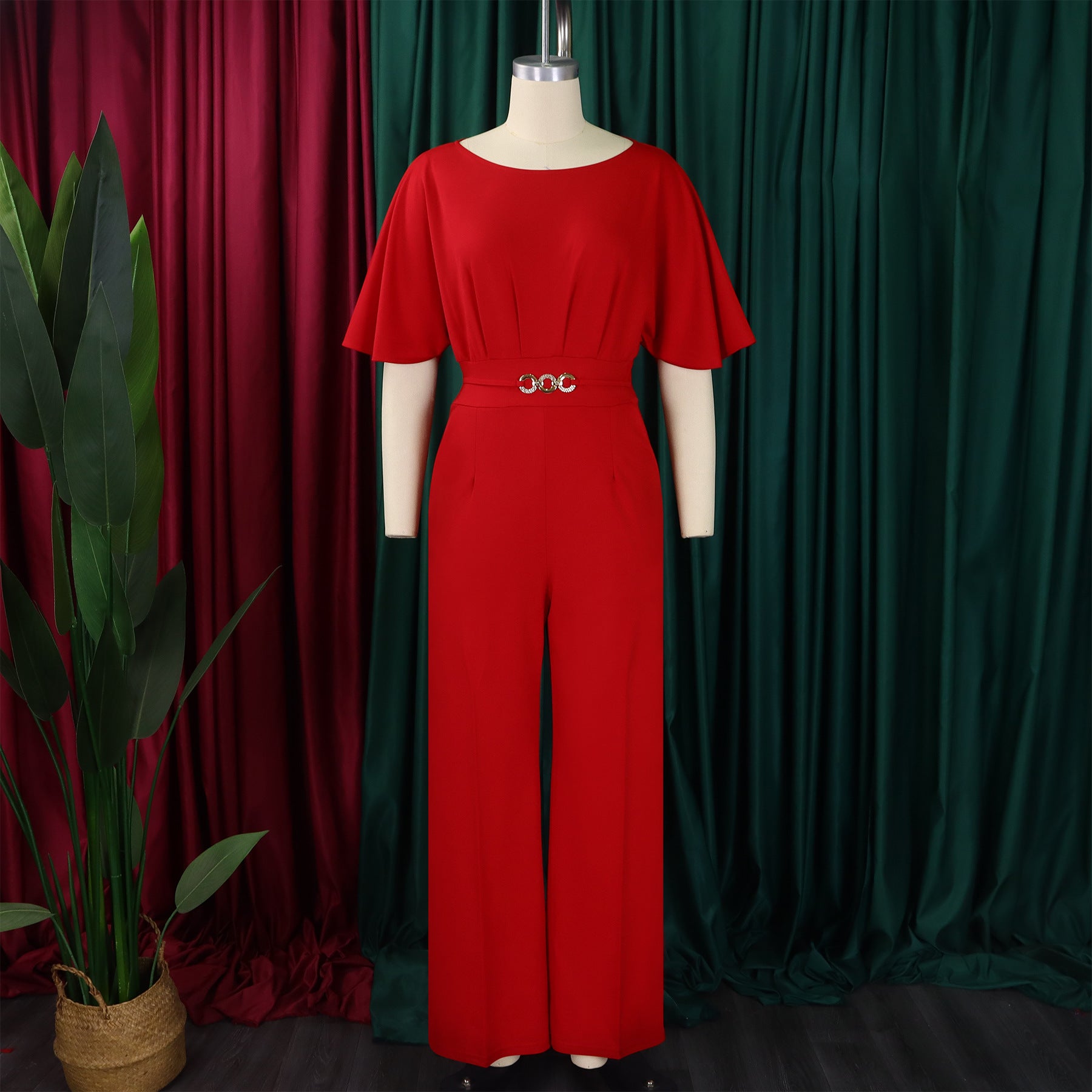 Plus Size Women Loose Solid Wide Leg Jumpsuit 10