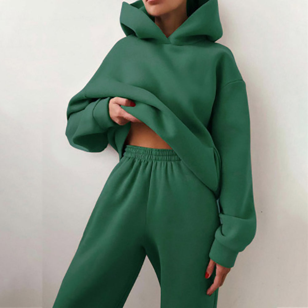Fall/Winter Women Casual Solid Hoodies + Pant Two Piece 20