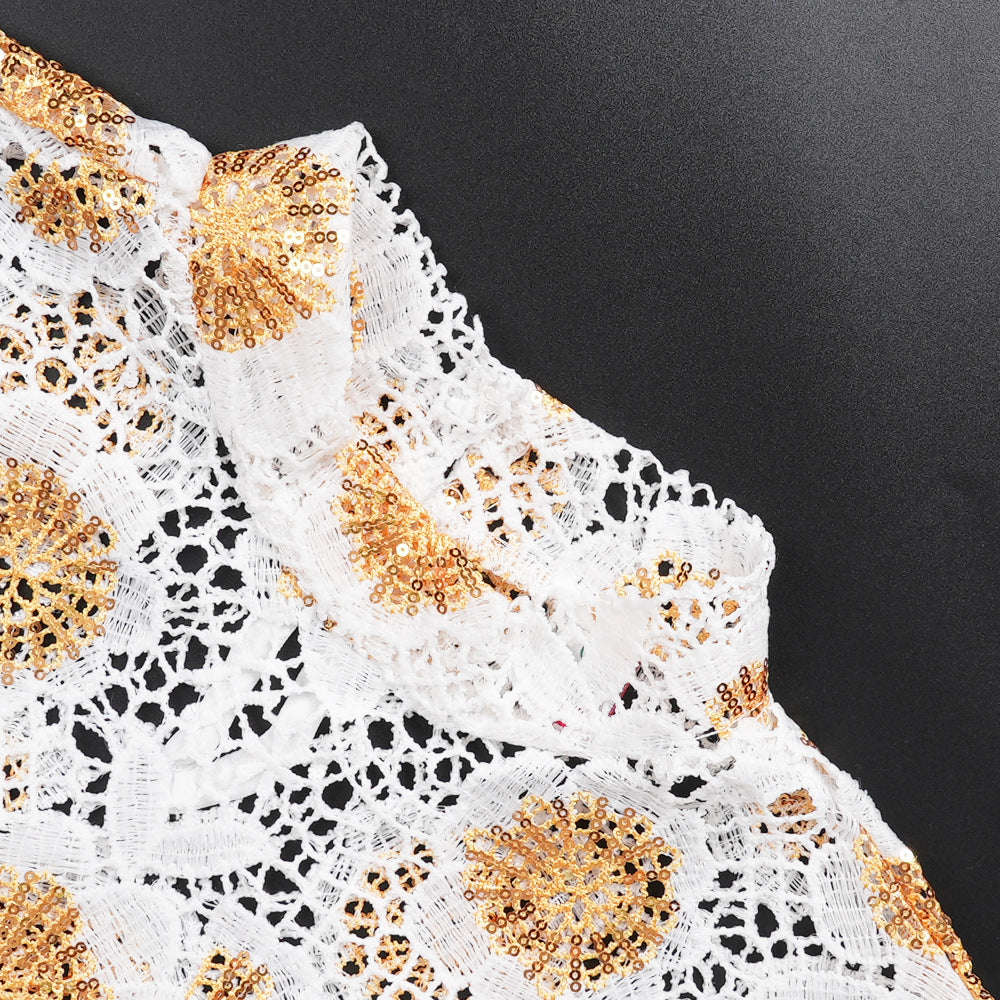 African Women's Clothing Plus Size Embroidered Lace Robe Dress 15