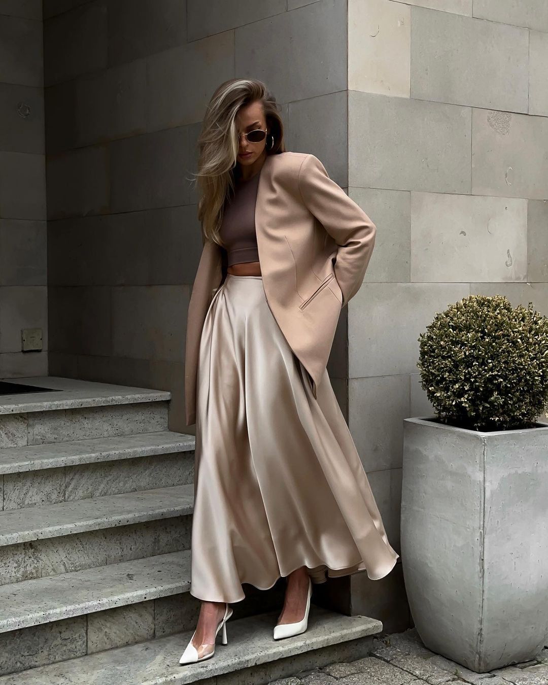 Women summer satin loose skirt 3