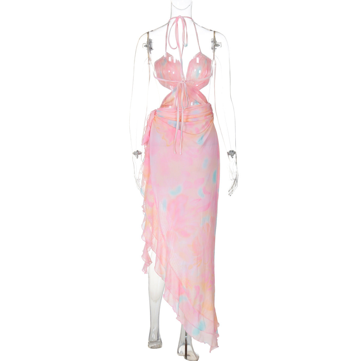 Women Fall Sexy Mesh Strapless Lace Dress 8