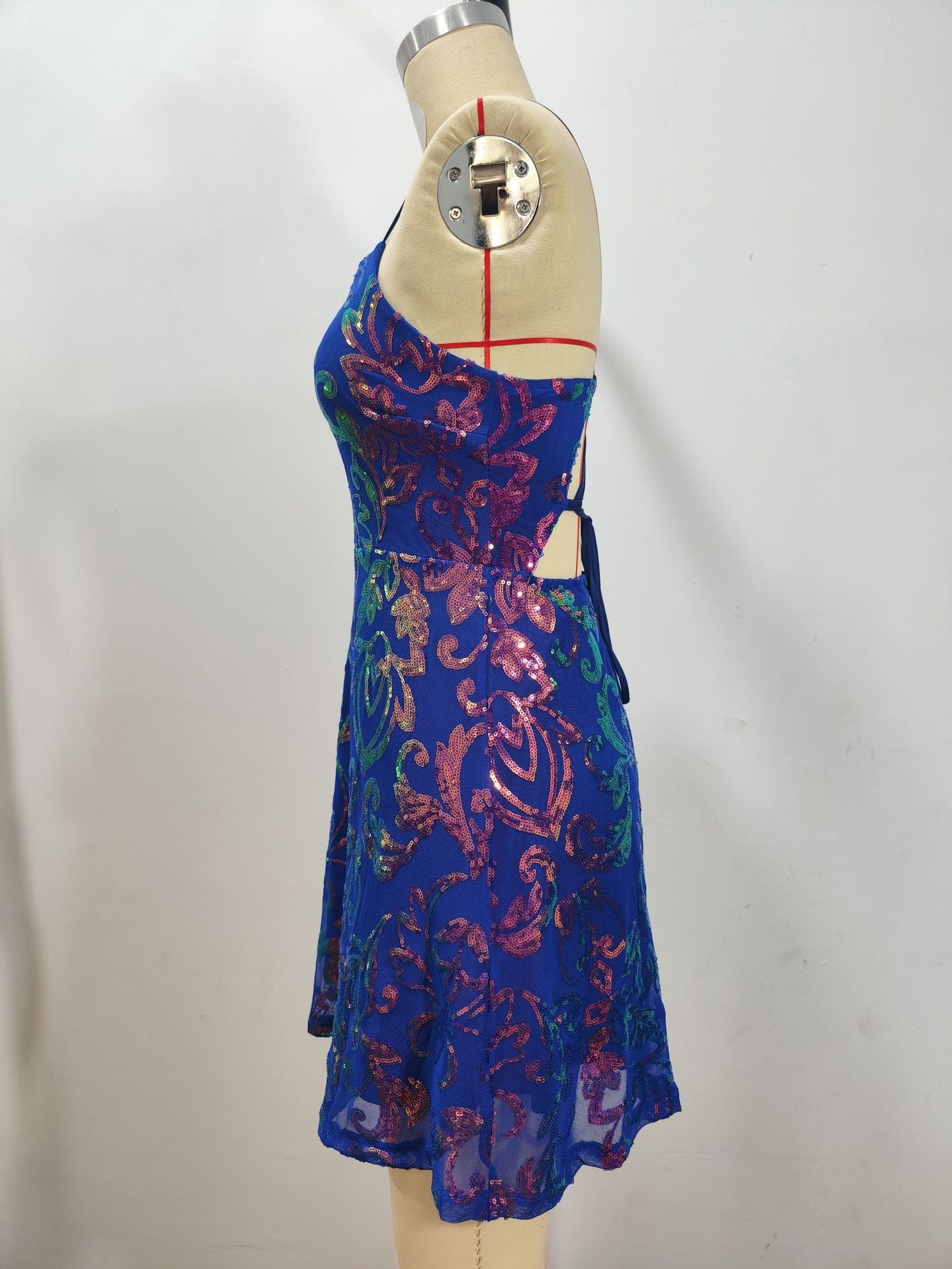 Women's Glitter Sequin Loose Mini Dress Strap Cocktail Party Dress 7