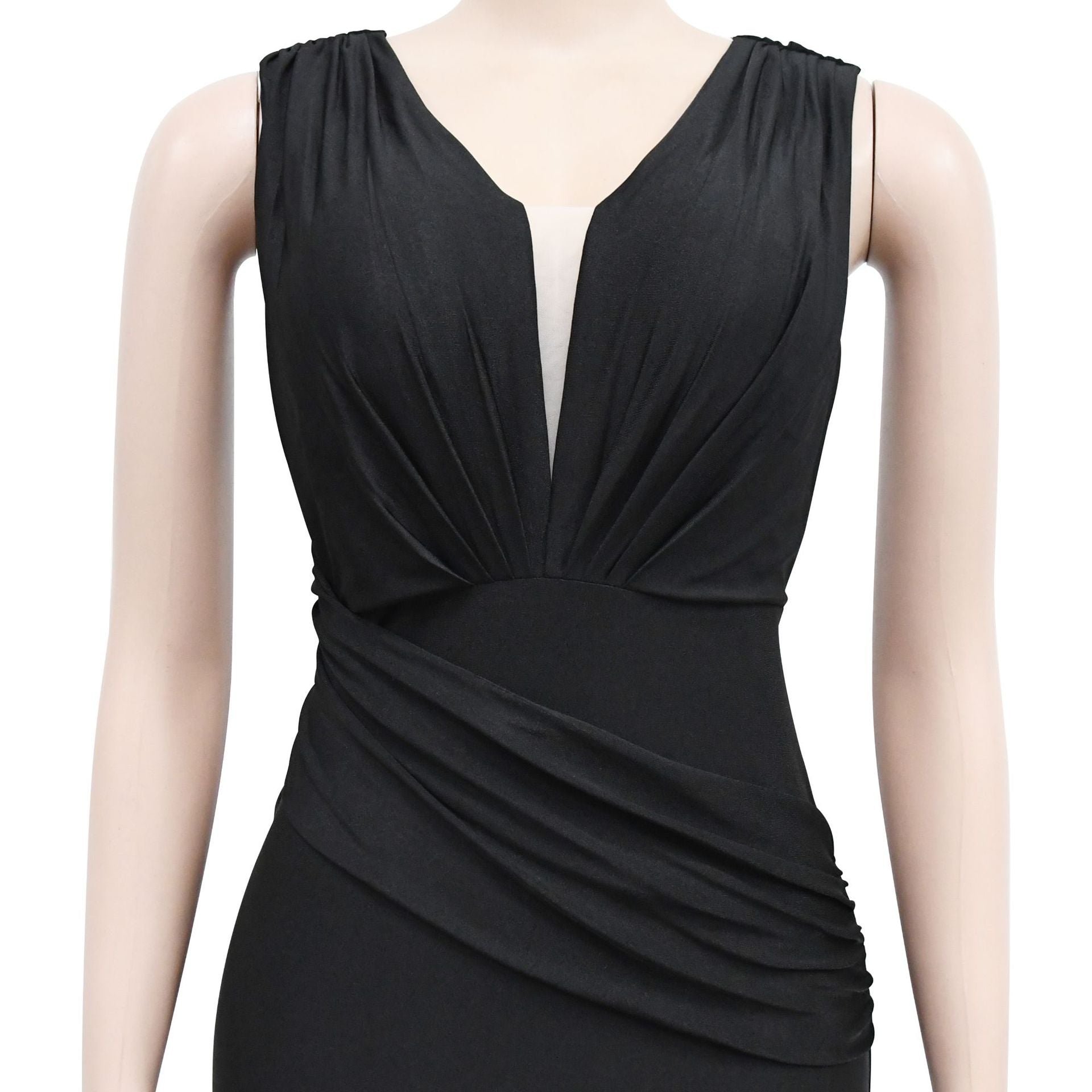 Women Solid V-Neck Sleeveless Pleated Maxi Dress 25