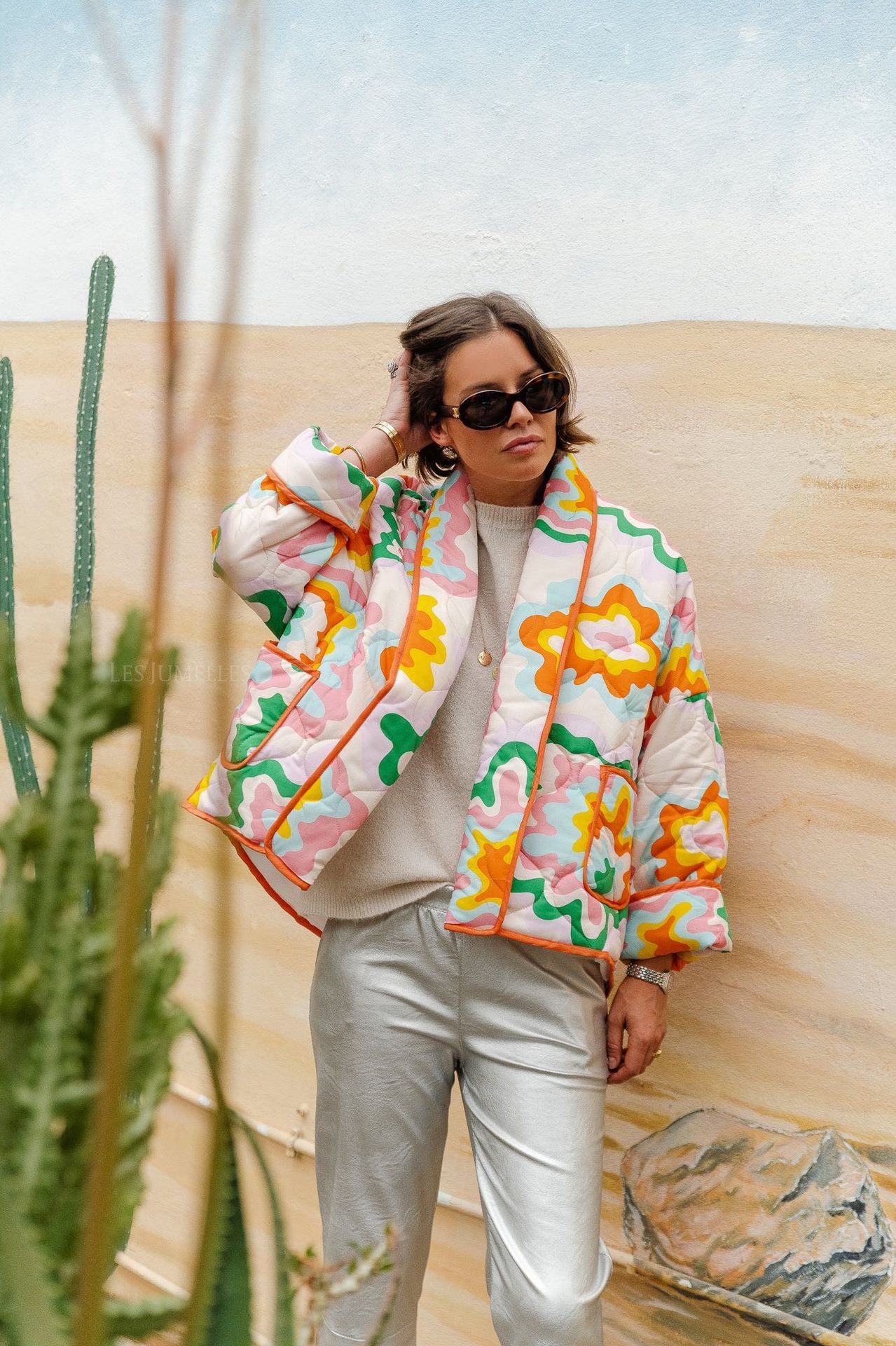 Autumn And Winter Turndown Collar Fashionable Printed Cotton-Padded Jacket 8