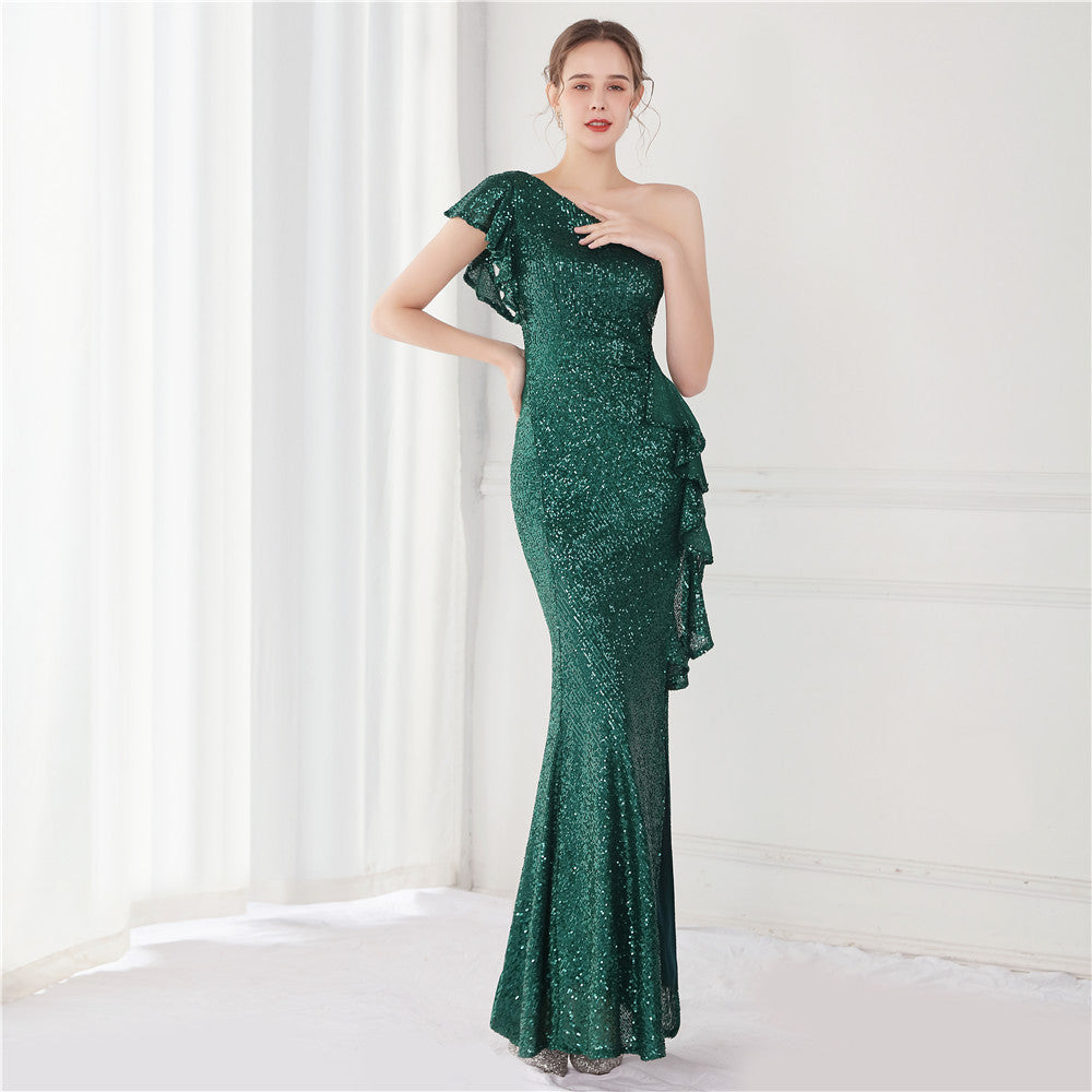 Summer Elegant One Shoulder Slit Cocktail Evening Dress 3
