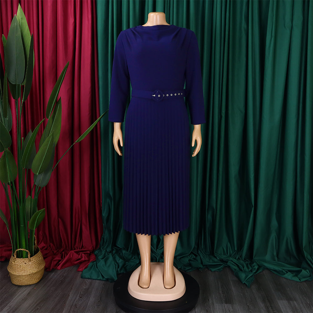 Women's Fashion Chic Elegant Pleated Elegant Solid Color Plus Size Dress 21