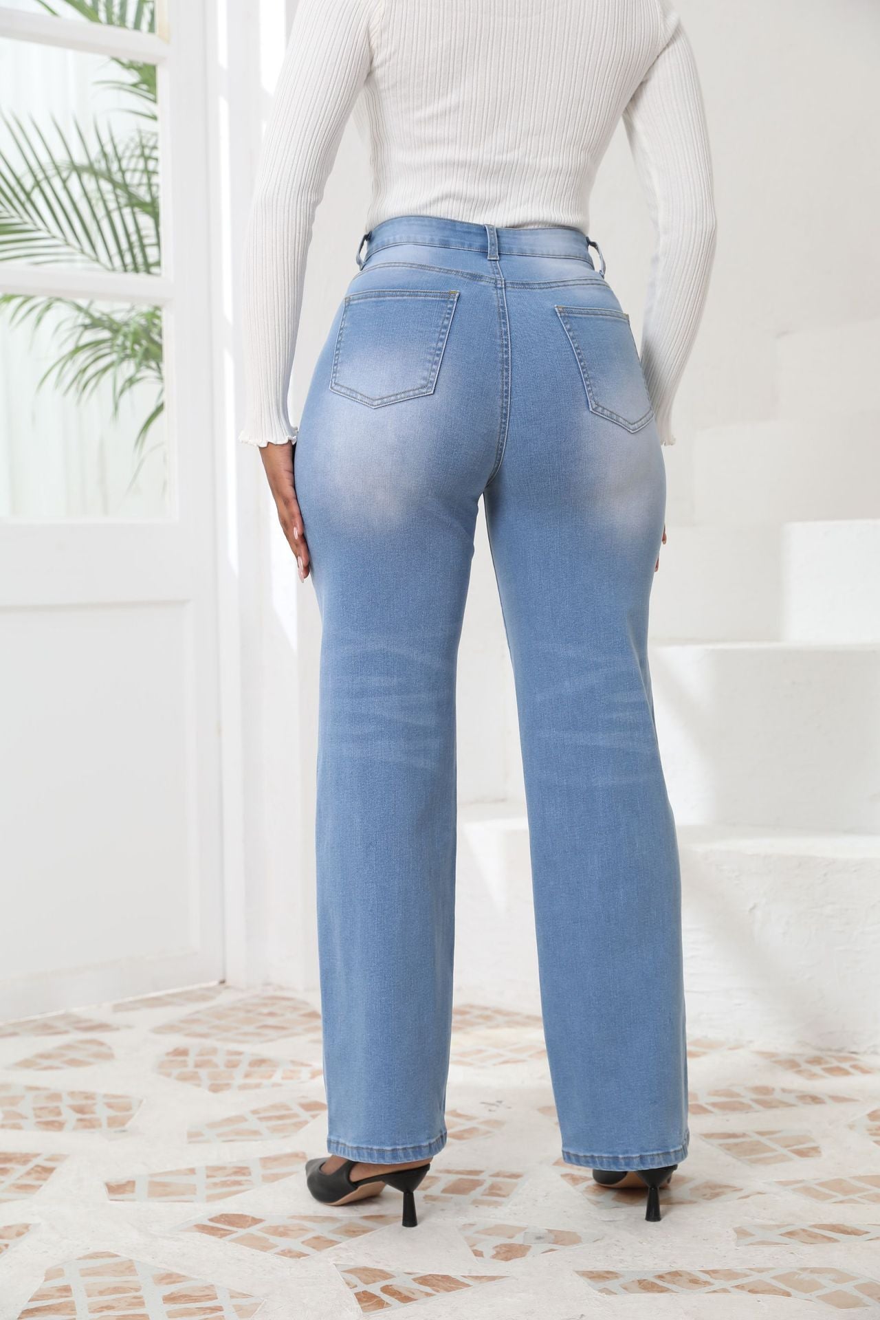 Retro Straight Loose Casual Women's Denim Pants 11