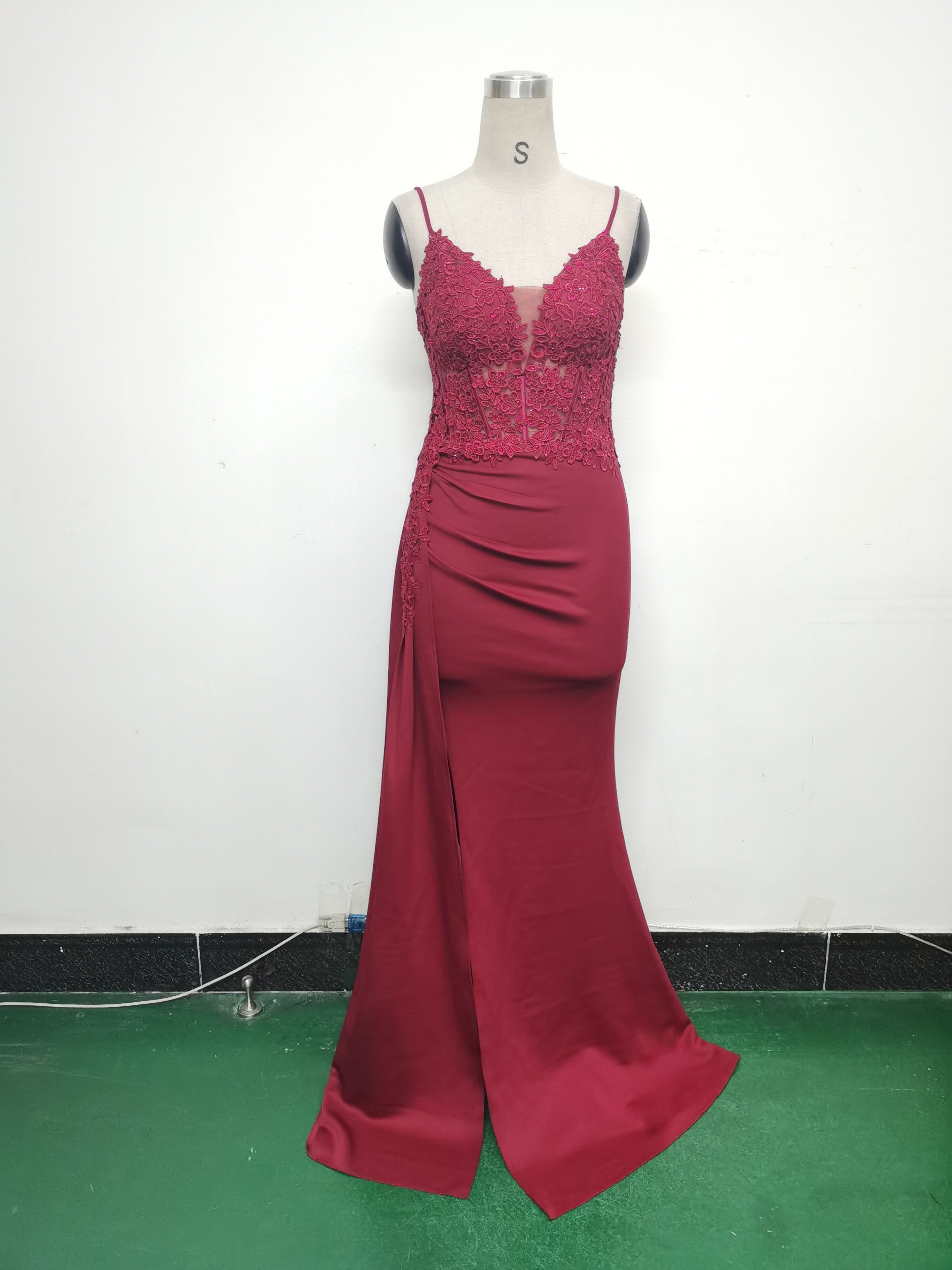 Women Beaded Flowered Fishbone Evening Dress 24