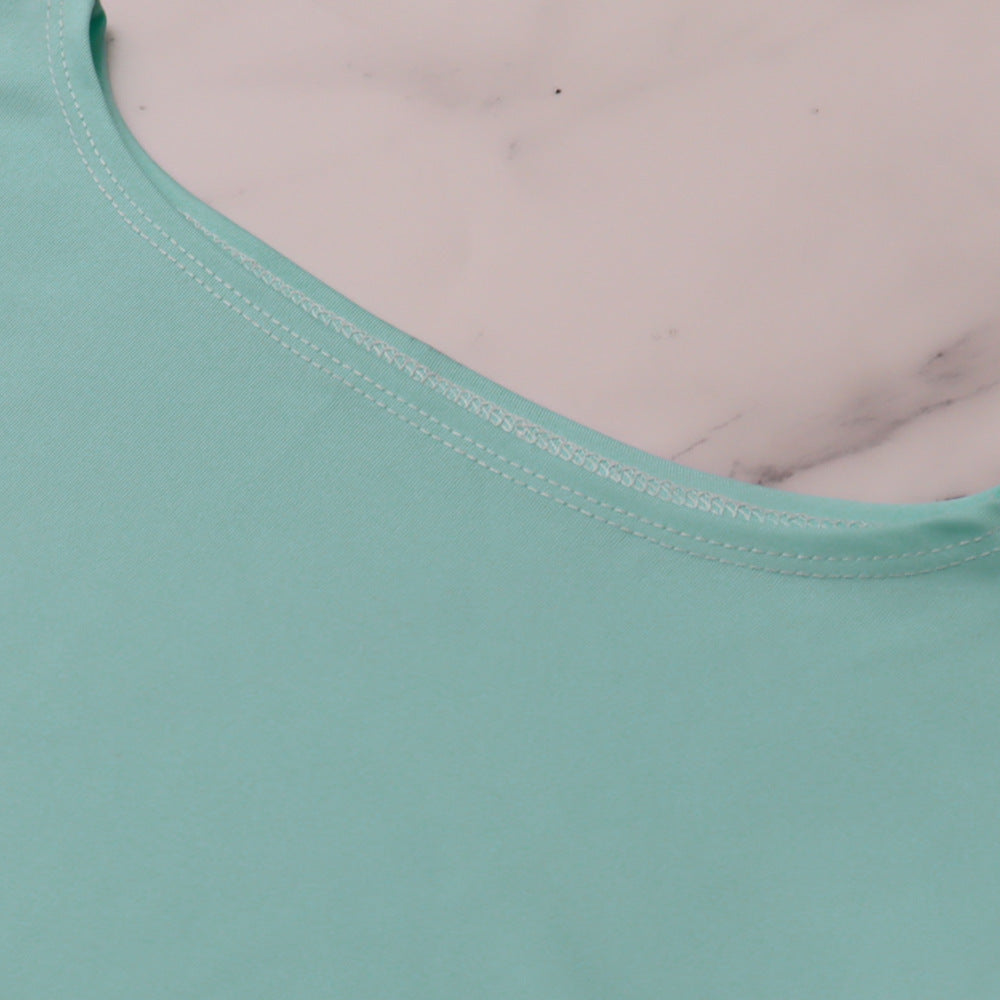 Casual Women's Short Sleeve Top Summer Solid Color Versatile Loose Straight Leg Trousers Two-Piece Set 18