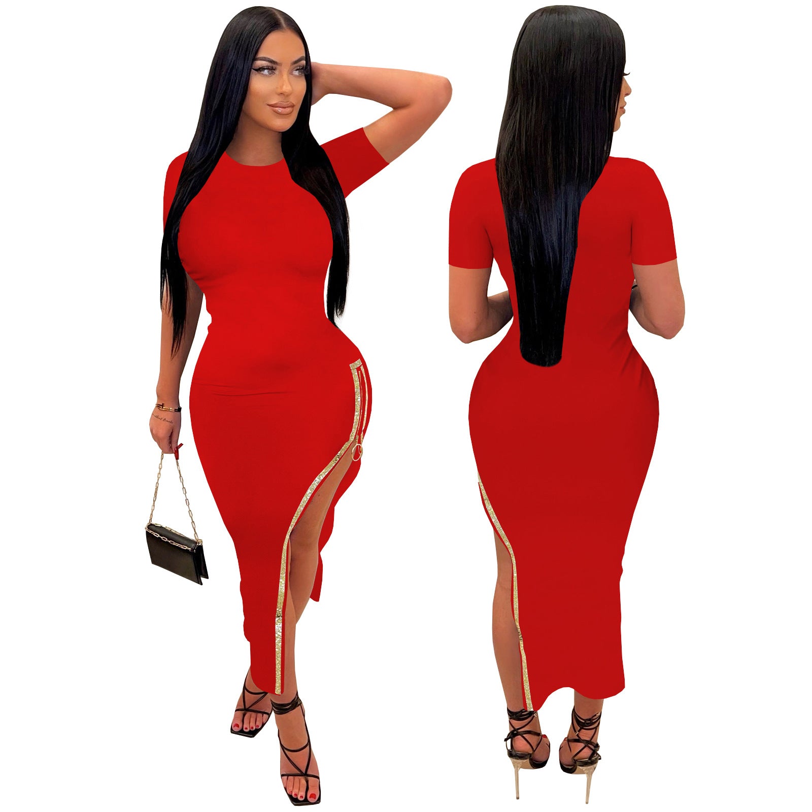 Women Side Zip Beaded Dress 3