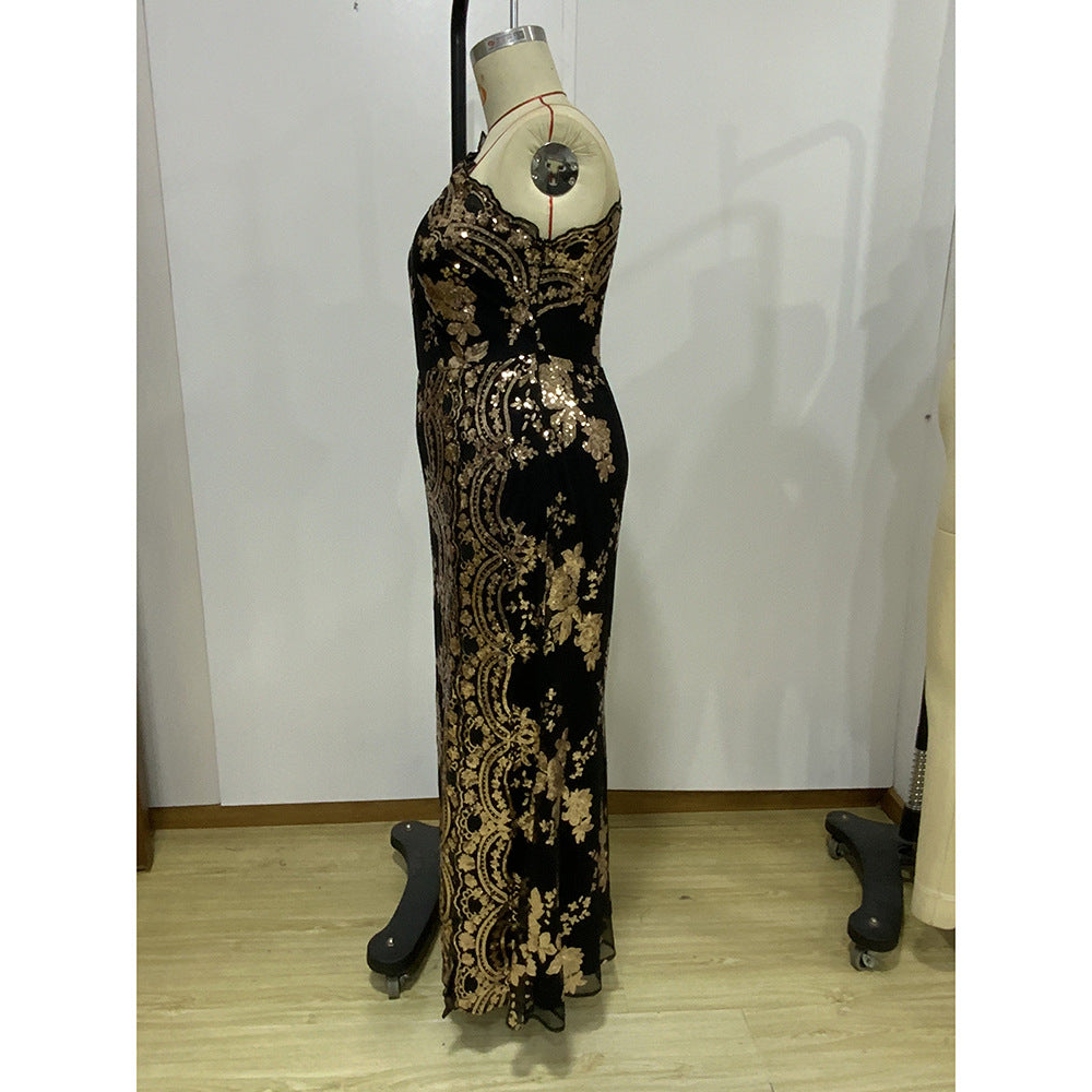 Early Spring Fashion Sexy Slim Sequin Embroidery Plus Size Formal Party Dress 8