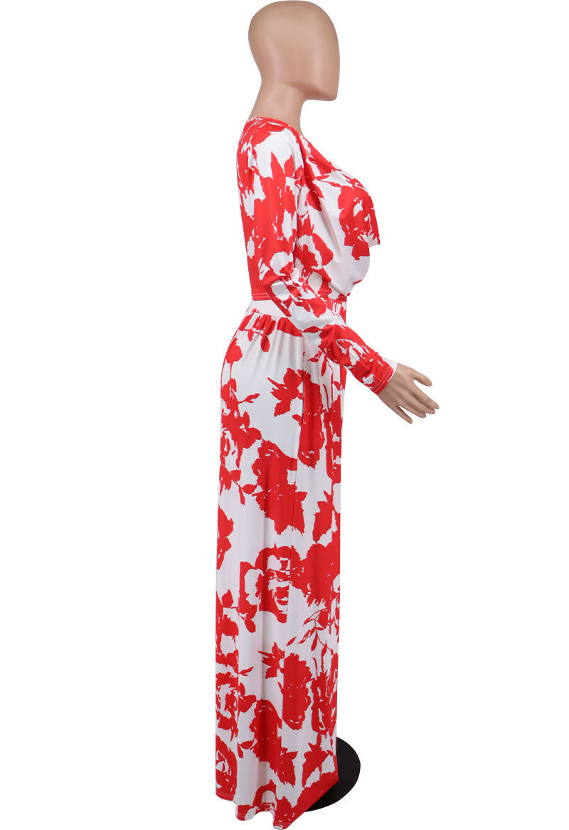 Women's Casual Spring Print Long Sleeve Two Piece Pants Set 7