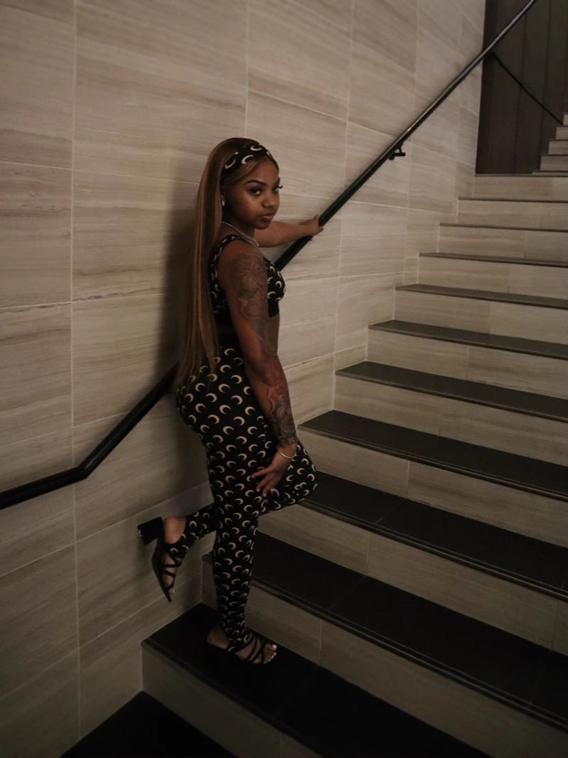 Women Sexy Printed Tank Top and Pants Two-Piece Set 3