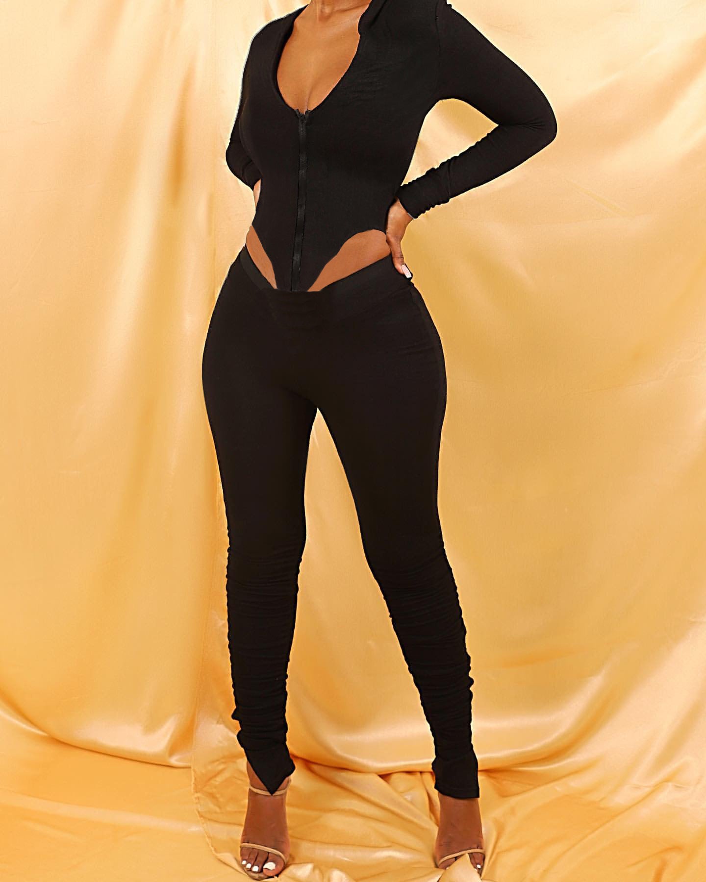 Women Summer Solid Patchwork Letter Top and Pant Two Piece Set 7