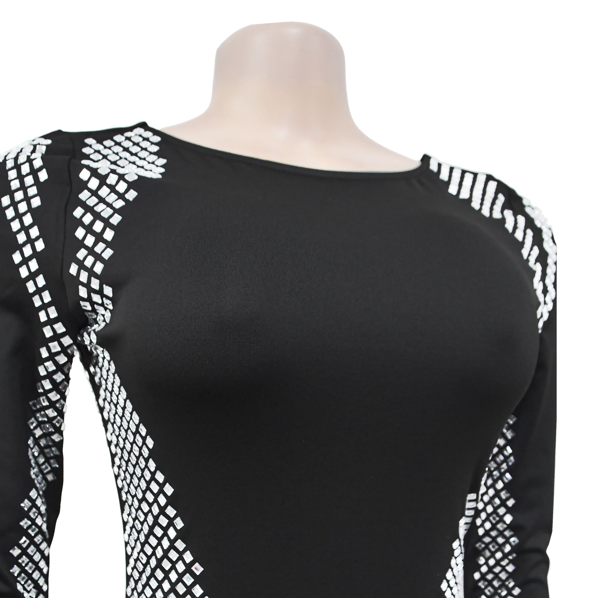 Women Long Sleeve Backless Slit Dress 16