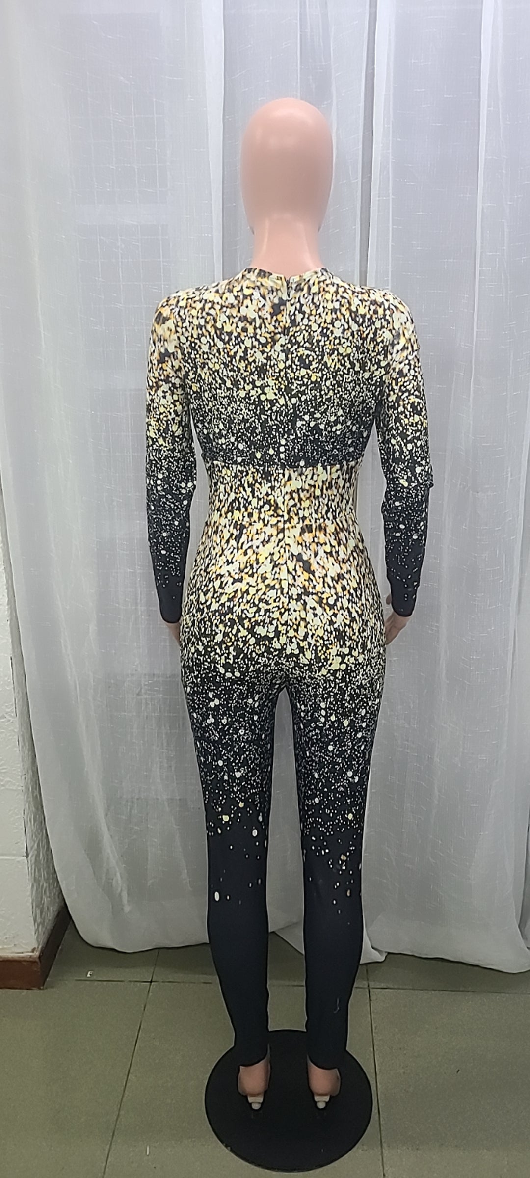 Women's Black Low Neck Sexy Tight Fitting Jumpsuit 7