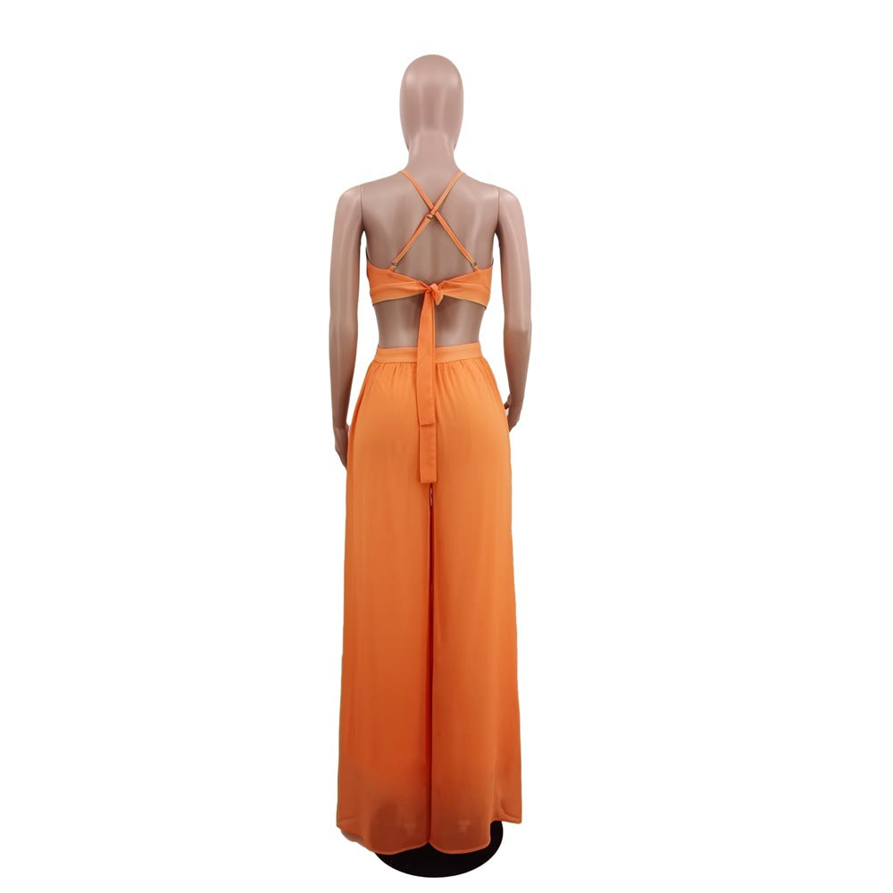 Solid Color Casual Loose Chiffon Women'S Jumpsuit 14