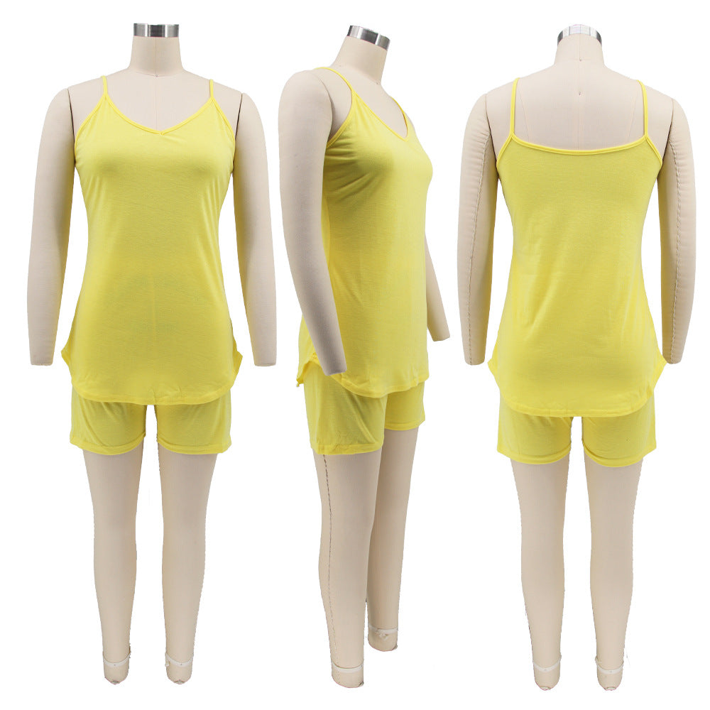Women Summer Sexy Sleeveless Straps Top + Shorts Two-piece Set 20