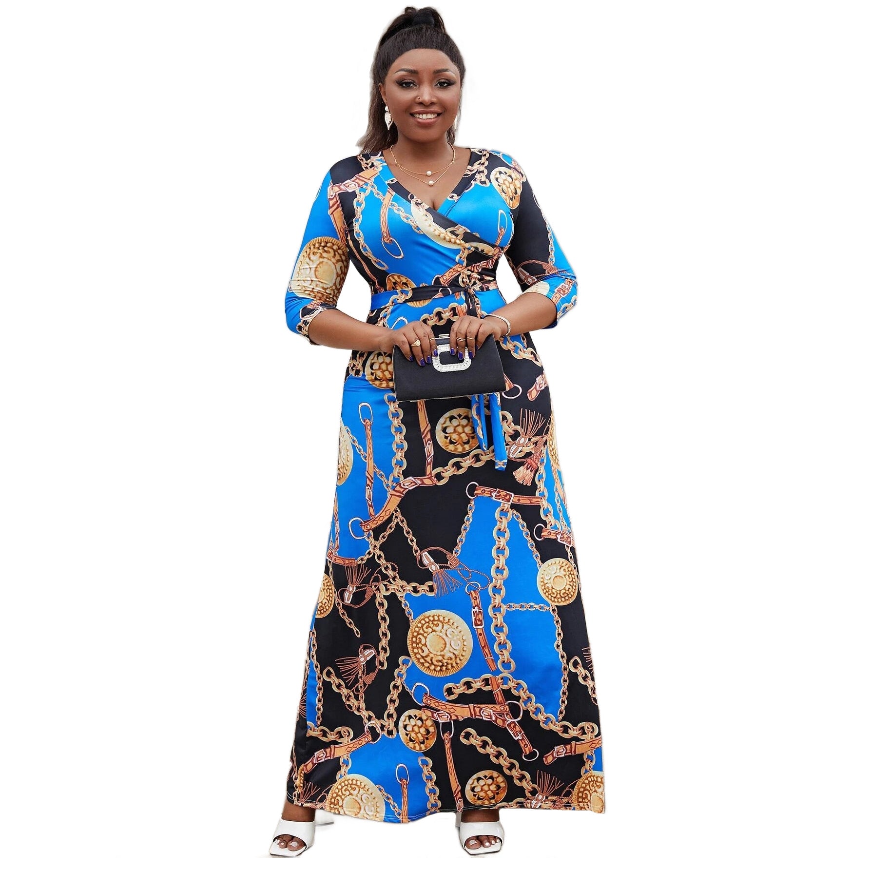 Sexy Fashion Chain Print Fashion Swing Dress 9