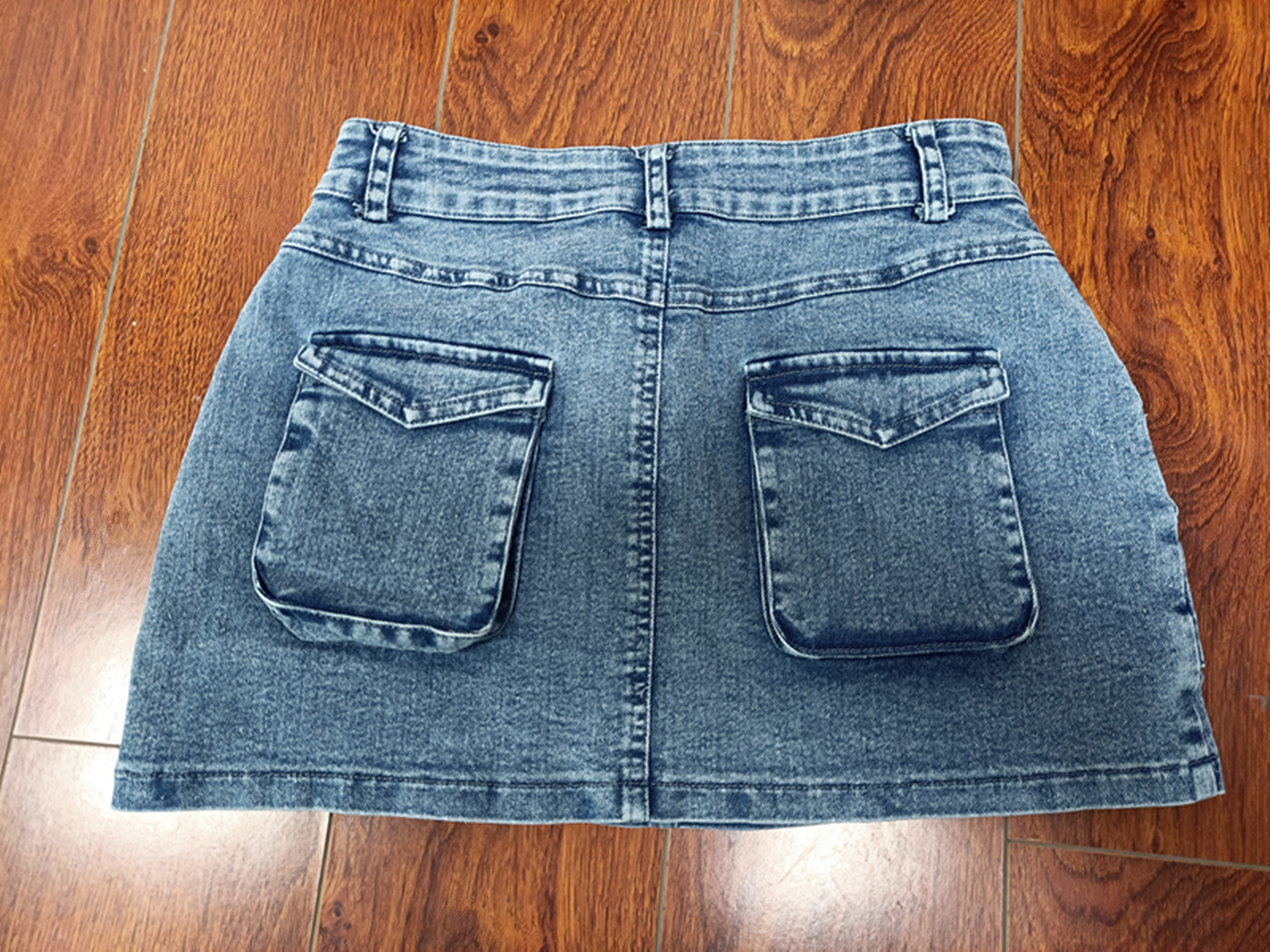 Women Shirt and Denim 3d Pocket Mini Skirt Two-Piece Set 17