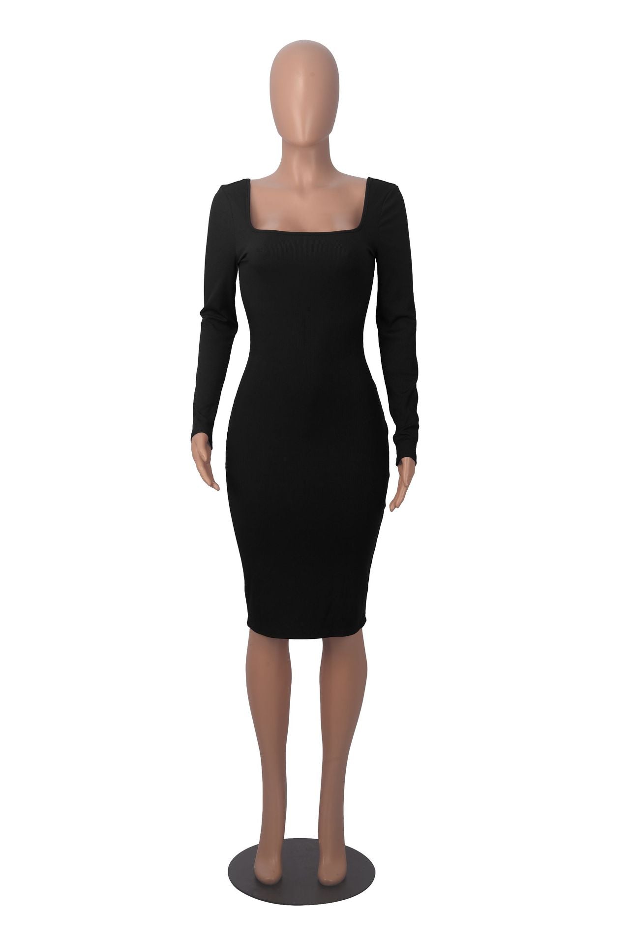 Slim Square Neck One-Piece Tight Fitting Casual Solid Color Jumpsuit 11