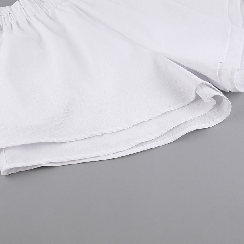 Women casual long-sleeved top and ruffled shorts Two Piece Set 28