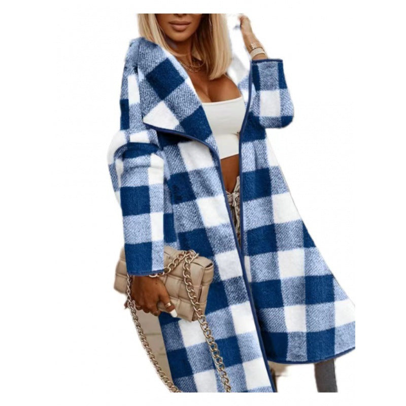 Women Plaid Maxi Jacket 8