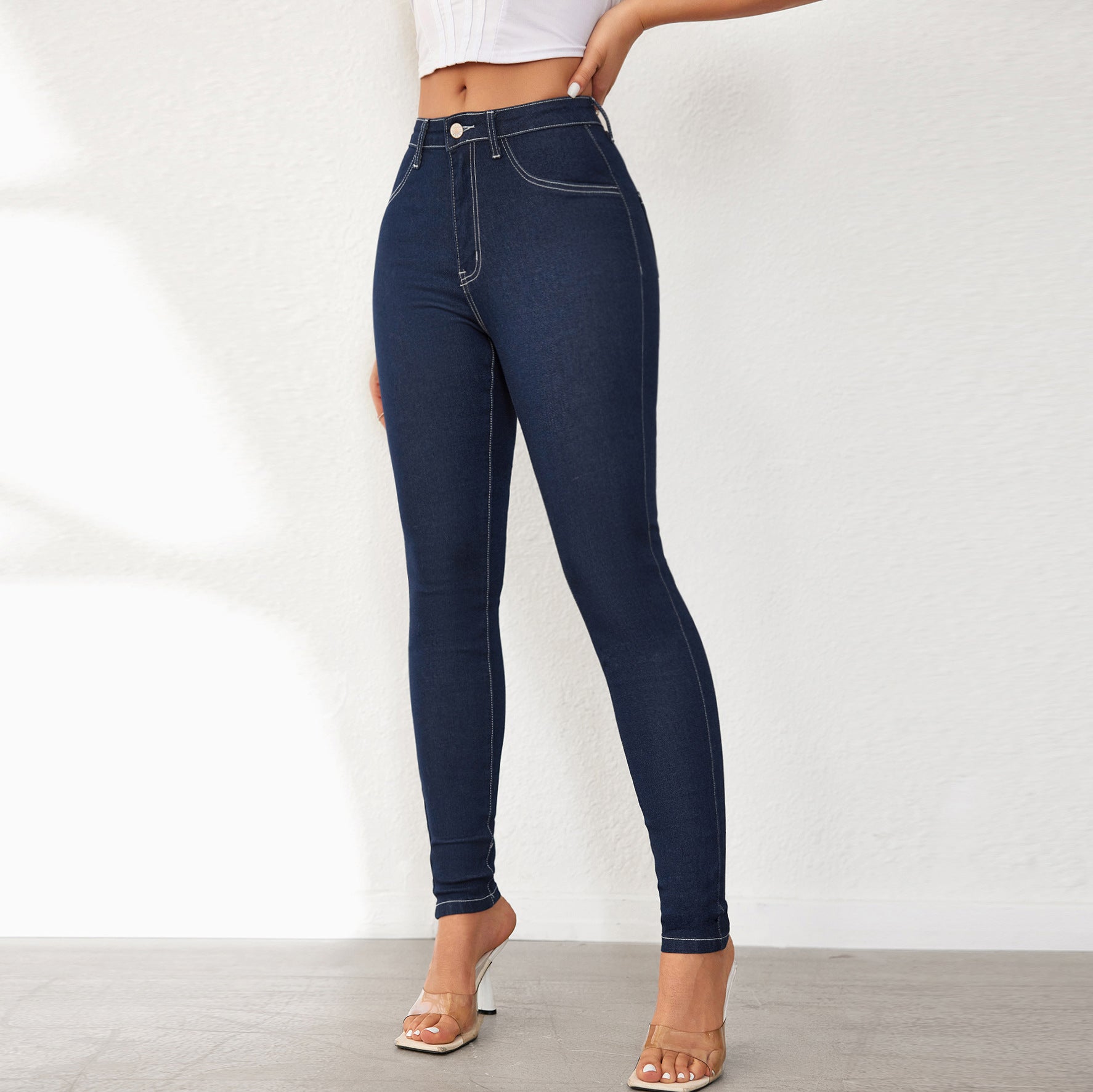 Women Vintage Stretch Denim Pants 4