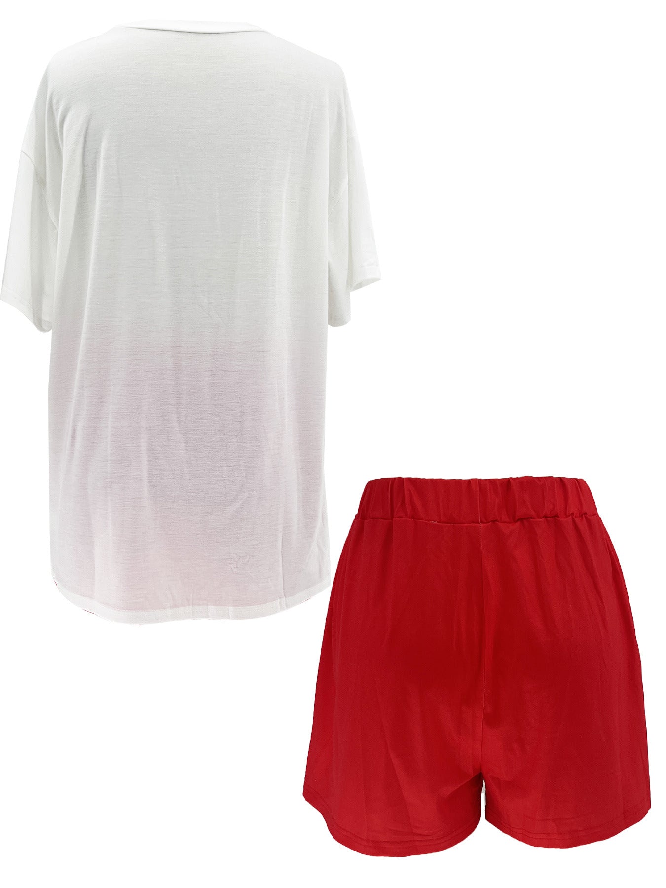 Gothic Printed Summer Fashion Loose T-Shirt Elastic Waist Shorts Two Piece Set 5