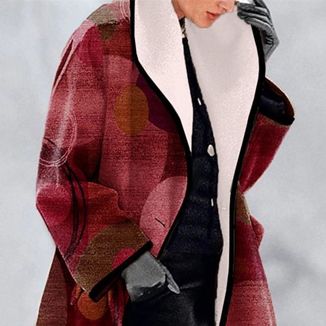 Plus Size Women Turndown Collar Loose Coat