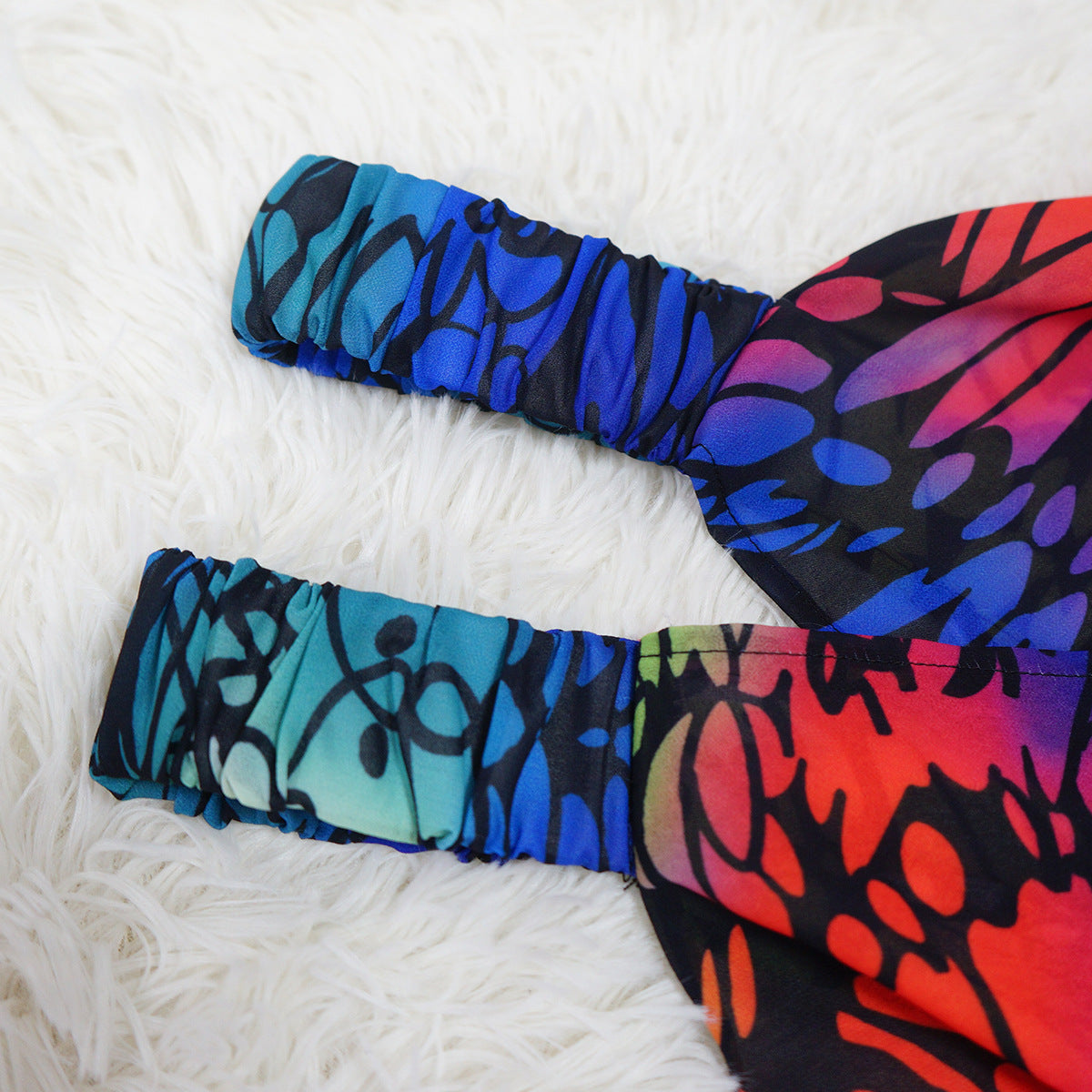 Plus Size Women's Fashion Printed Chiffon Cape Shirt 13