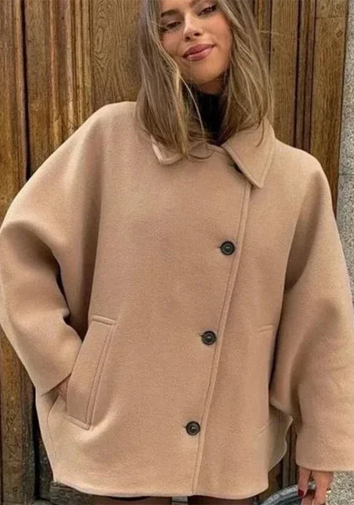 Women's Single-Breasted Turndown Collar Loose Coat