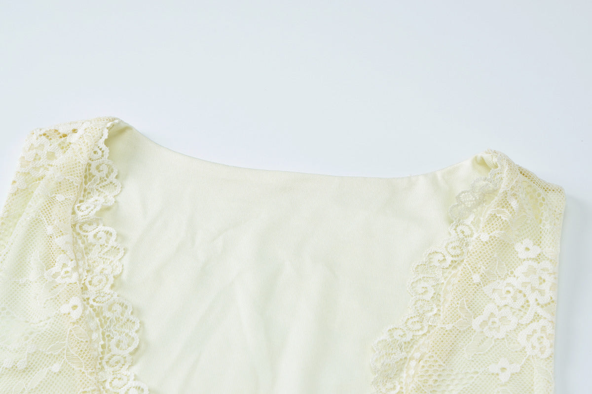 Women summer sexy v-neck lace slit Bodycon Dress 10