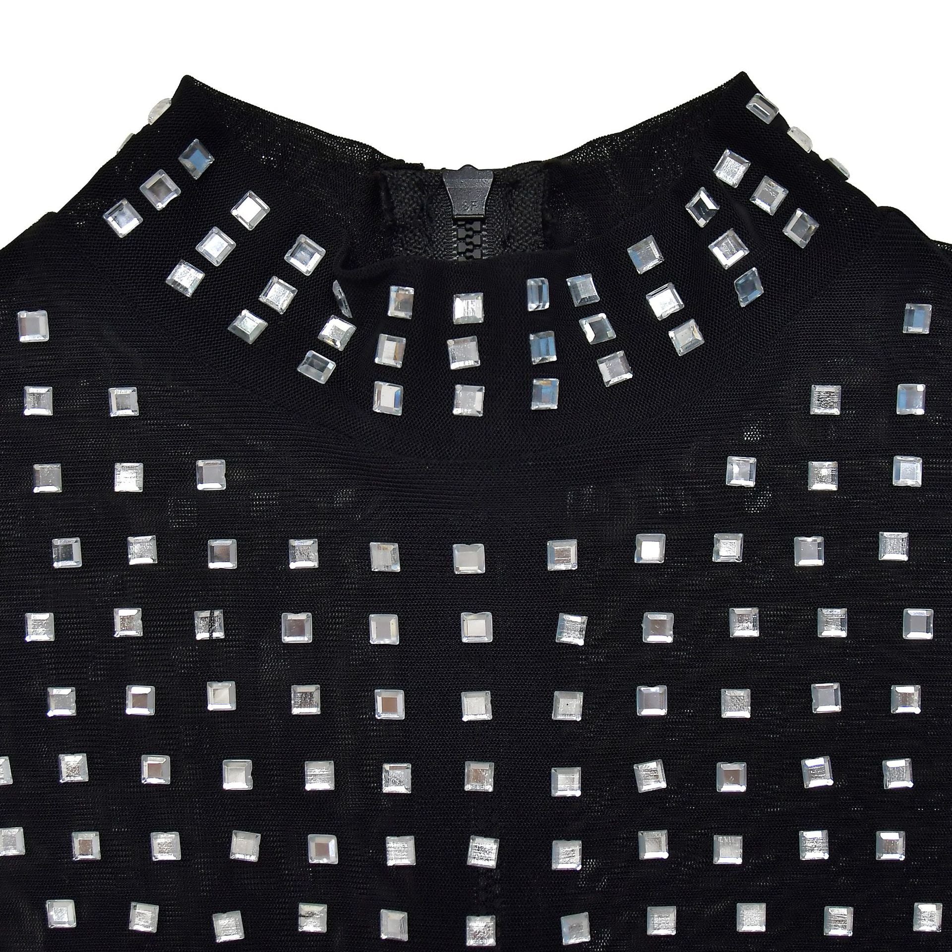 Women Solid Beaded Mesh Top and Pants Two-piece Set 18