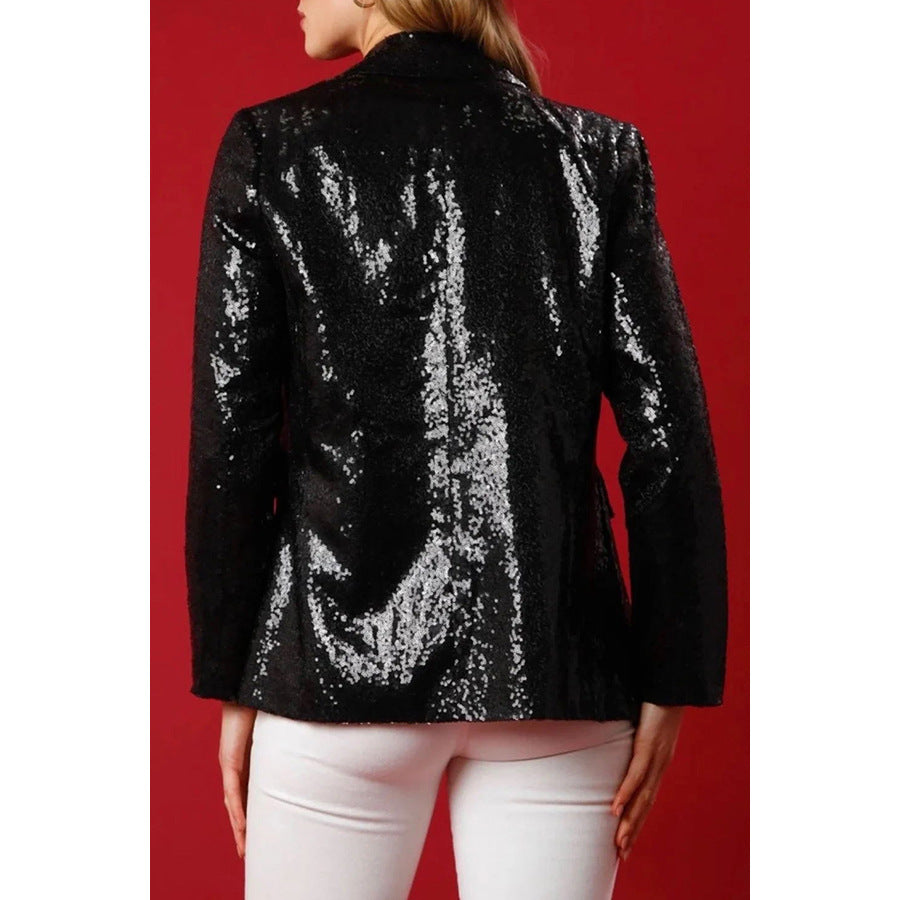 Women Christmas Loose Sequin Blazer 8