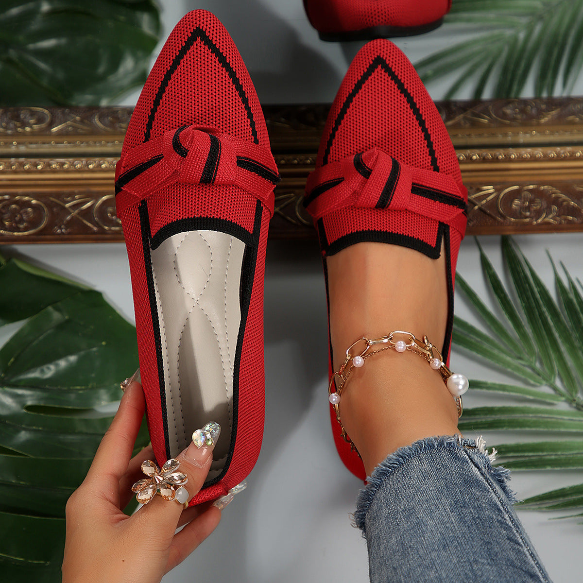 Casual Shoes Women Plus Size Slip-On Bowknot Shoes 4