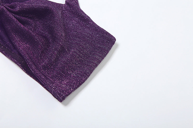 Women summer sexy Solid one-shoulder Halter Neck Strapless Top and Skirt two-piece set 11