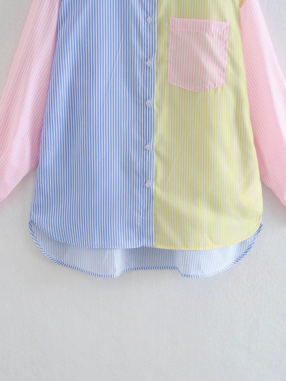 Summer Contrast Stripes Color Matching Loose Shirt 16